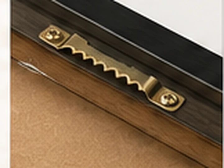 Representative close-up rendering of finished frame backing and installed hanging hardware