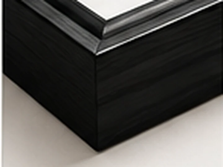 Representative close-up rendering of a solid wood portrait frame corner